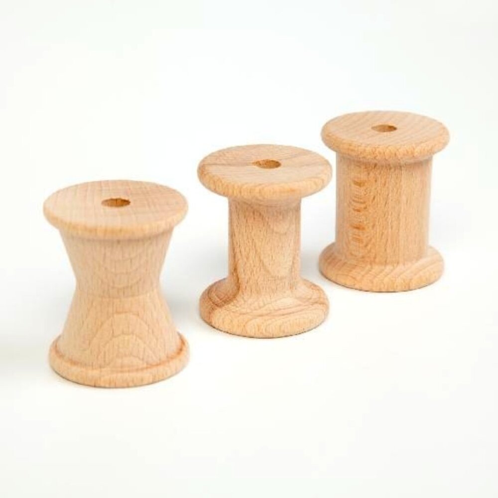 NWT Grapat Wooden Toys Natural Spools Set of 3